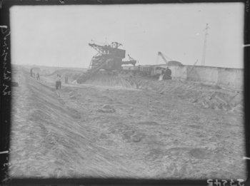 Archäologische Ausgrabungen im Bereich des Braunkohletagebaus Großkayna (Braunsbedra, Saalekreis). Situationsfoto um 1949. © Landesamt für Denkmalpflege und Archäologie Sachsen-Anhalt, Archiv.