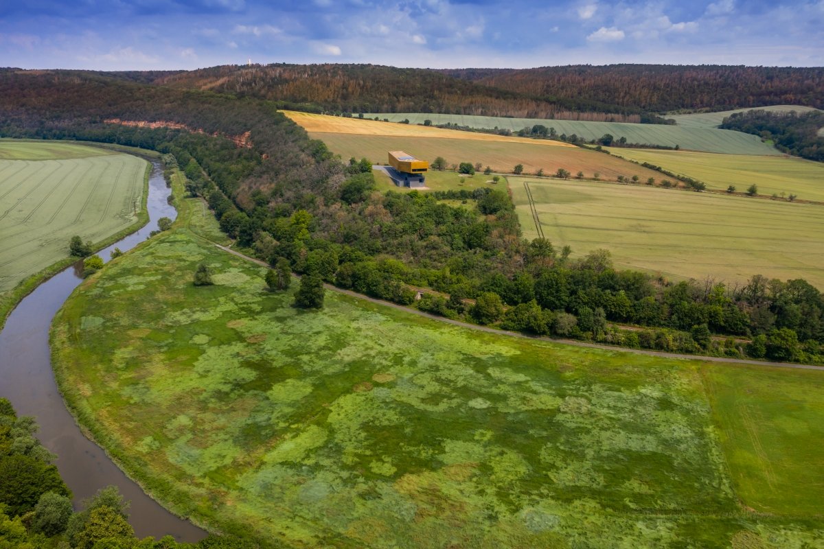 View of the Nebra Ark and the Mittelberg hill, where the Nebra Sky Disc was found. © www.freshshots.de, Nicky Hellfritzsch.